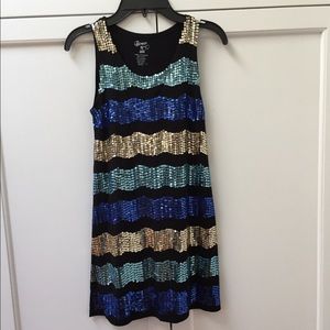 Flowers By Zoe Tank Sparkle Holiday Dress-Black